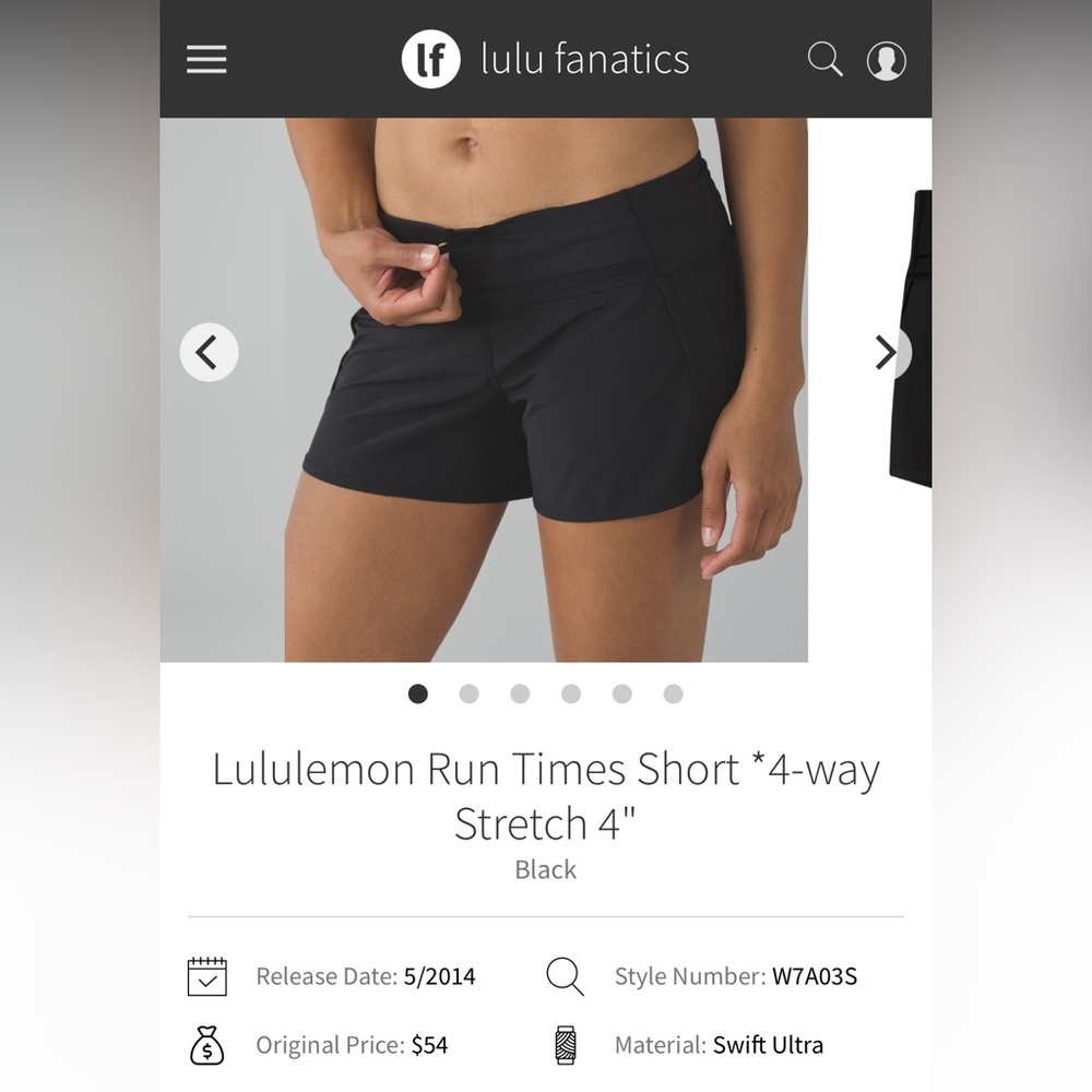 lululemon athletica Women's Black Run Times Shorts size 6